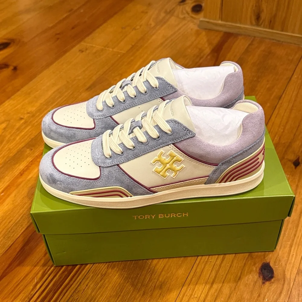 Tory Burch Cream and Purple Sneakers - Picture 1 of 6